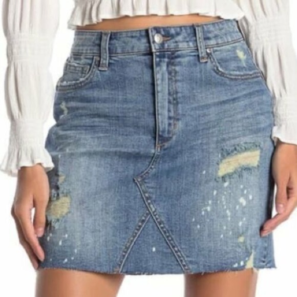 New $168 Joeâs Jeans Karen High Rise Denim Distressed Mini Skirt Women Size 29